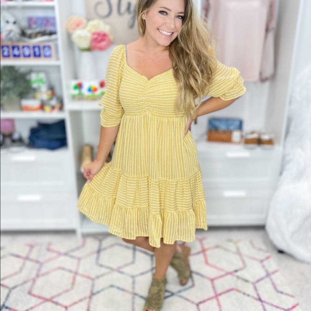 💖 NEW! Harvest Wheat Dress by White Birch! Beautiful pale mustard color. Sz L